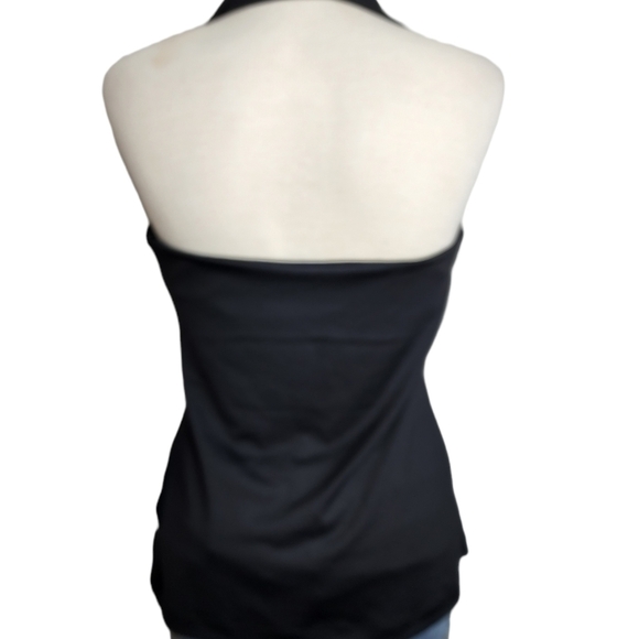 NFL Couture Black Halter Sheer Square Neck Women's  Top  Size L NWT - Picture 2 of 7